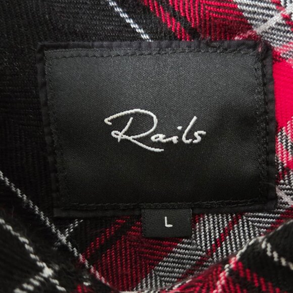 Rails Hunter Plaid Button-Up Shirt Black Candy White - Size L - Picture 4 of 7